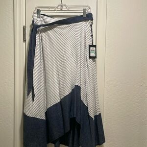 Donna Karan Striped Navy and White Skirt